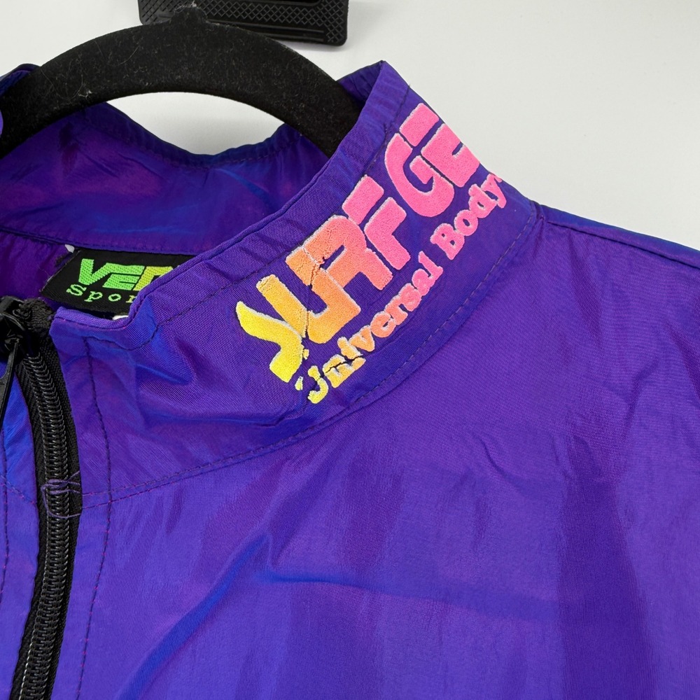 Vintage Venini Surf Gear Windbreaker Jacket Purple Neon One‎ Size 1/4 Zip 90s - Picture 5 of 8